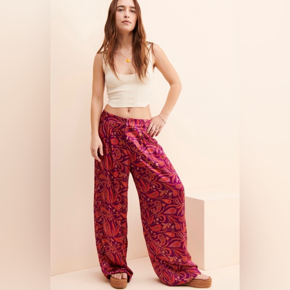 Free people “good days printed satin trousers”